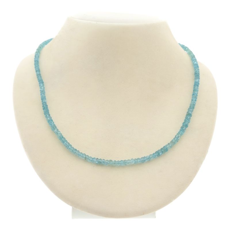 Image 1 of Light blue topaz bead necklace with gold clasp