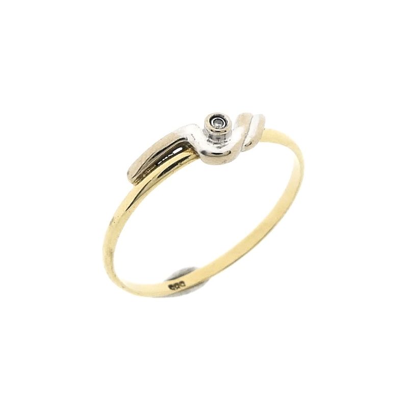 Image 1 of Two-tone gold solitaire ring with diamond | 0.005 ct.