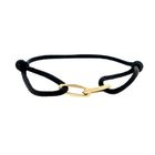 Image 1 of Forever Knots® Handmade Black Satin Bracelet with Gold Link