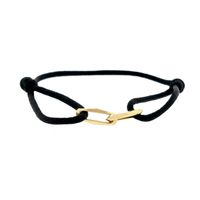 Forever Knots® Handmade Black Satin Bracelet with Gold Link