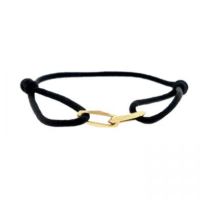 Image 1 of Forever Knots® Handmade Black Satin Bracelet with Gold Link