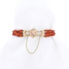 Image 1 of Antique red coral beaded bracelet with bicolor gold clasp.
