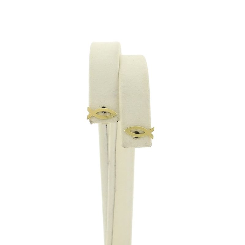 Image 1 of Golden stud earrings of an Ichthus fish