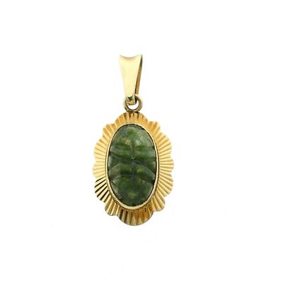 14 Karat Gold Pendant with Nephrite Jade Image 1 of 14 Karat Gold Pendant with Nephrite Jade