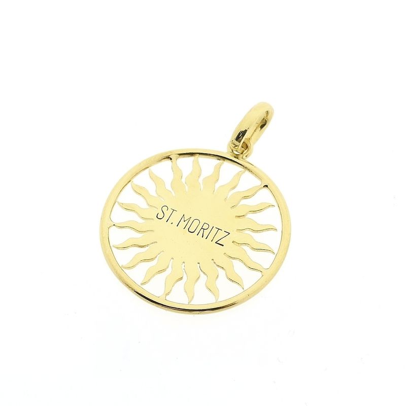 Image 5 of 18-karat gold pendant of a sun with a face | St. Moritz