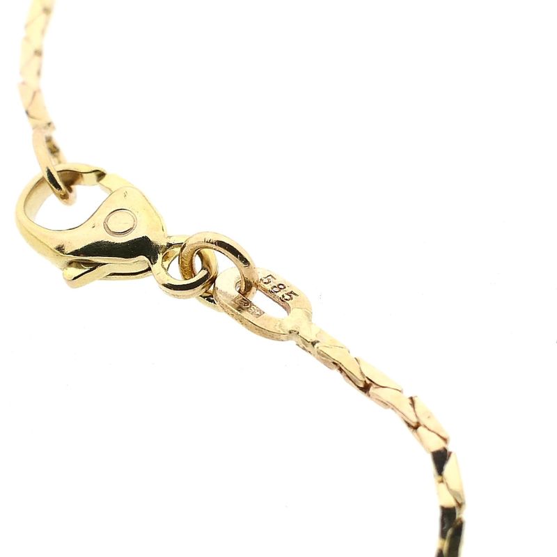 Image 8 of Bicolor Gold Cobra Link Necklace with Pendant & Zirconia; 14 Karat; 42.5 cm