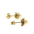 Image 6 of Tricolor gold stud earrings with pearl