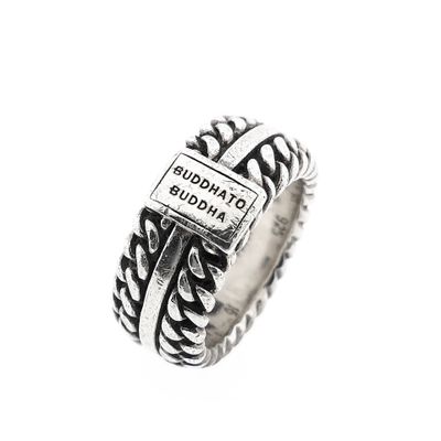 Afbeelding 1 van Zilveren Buddha to Buddha Chain Textuur Ring