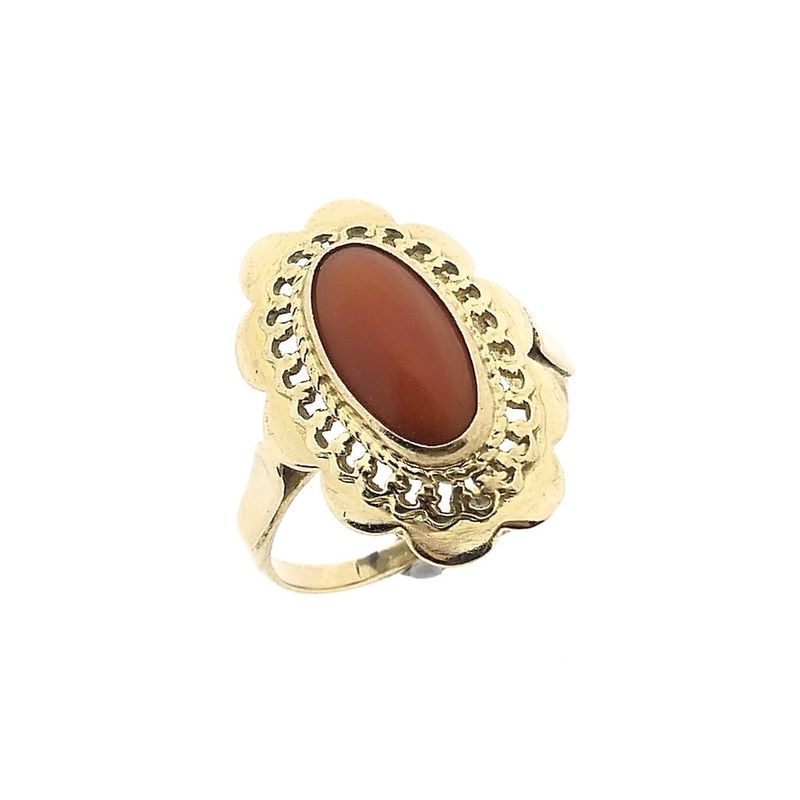Image 1 of Vintage gold ring with red coral