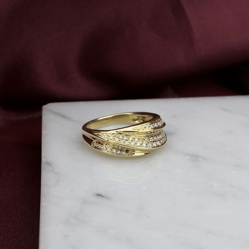 Image 2 of Gold pavé ring with diamonds; approx. 0.38 ct.