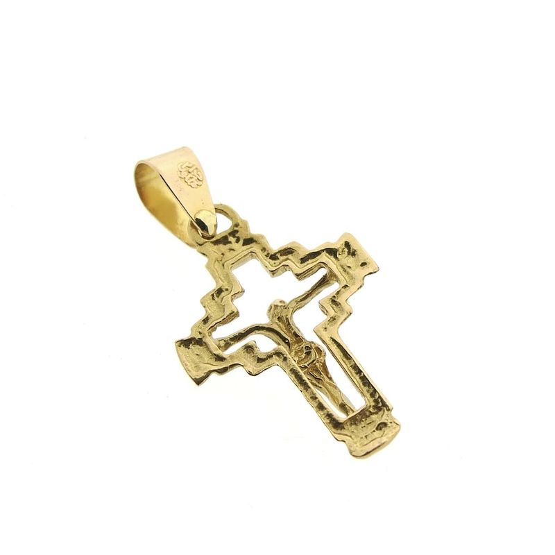 Image 6 of Two-tone gold pendant of a cross with corpus
