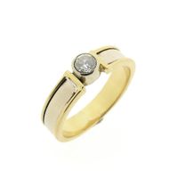 Two-tone gold solitaire ring with diamond; 0.35 ct.