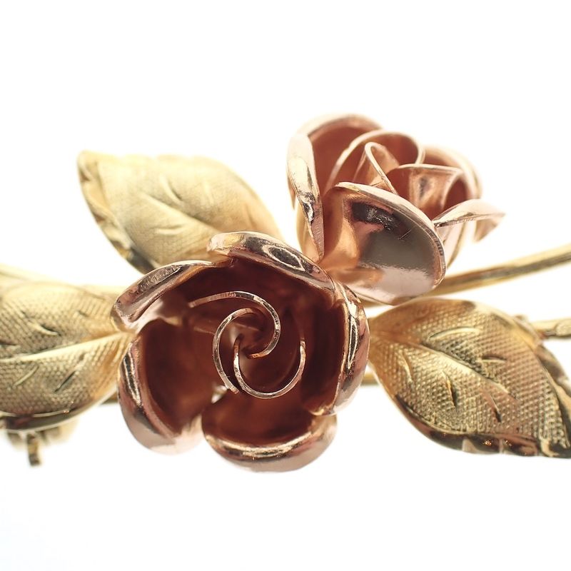 Image 5 of Two-tone gold brooch; Vintage/antique | Rose