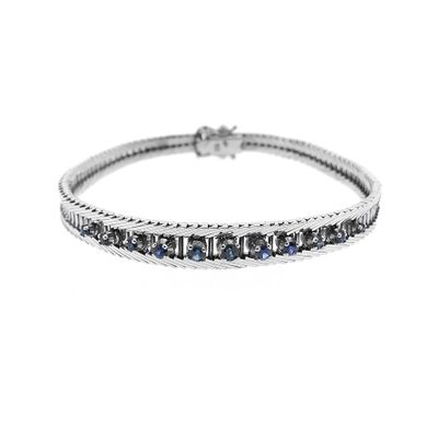 Image 2 of White gold link bracelet with sapphire