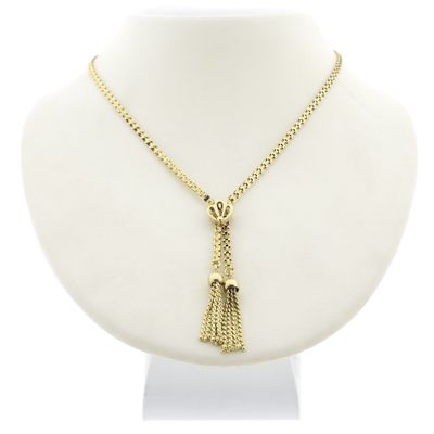 Gold Bismarck link necklace with fixed pendant | 46.5 cm Image 1 of Gold Bismarck link necklace with fixed pendant | 46.5 cm