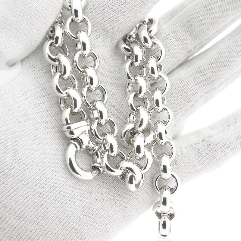 Image 9 of Silver robust jasseron link chain | 44 cm
