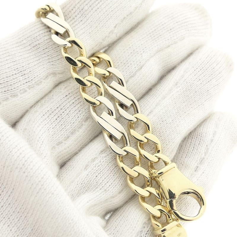 Image 9 of Two-tone gold gourmet link bracelet with diamonds