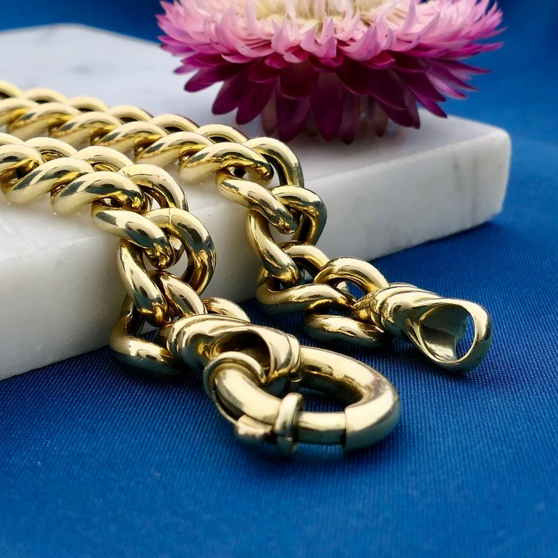 Afbeelding 2 van Massief gouden gourmetschakel armband | 20 cm