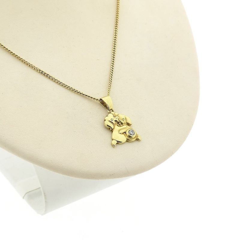 Image 3 of Gold pendant of two dogs with zirconia