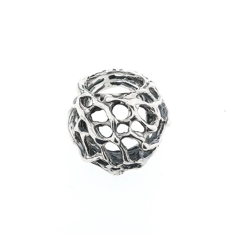 Image 3 of Silver domed artistic ring