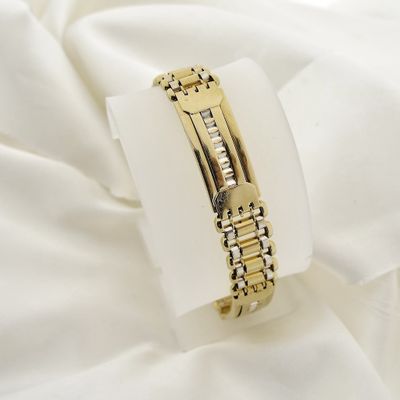 Two-tone gold fantasy link bracelet; Men | 21 cm Image 2 of Two-tone gold fantasy link bracelet; Men | 21 cm