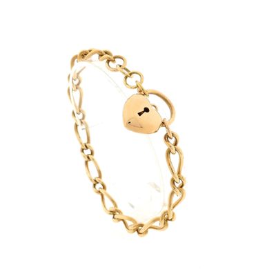 Image 1 of 9 carat fantasy link bracelet with heart clasp
