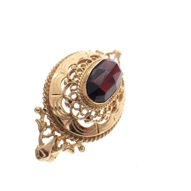 Image 2 of Vintage gold brooch with garnet stones
