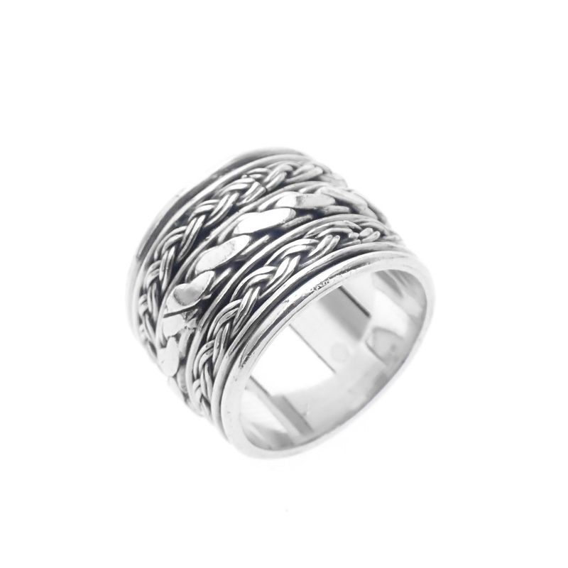 Image 1 of Silver ring with braided pattern