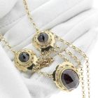 Image 6 of Gold jasseron link necklace with garnet
