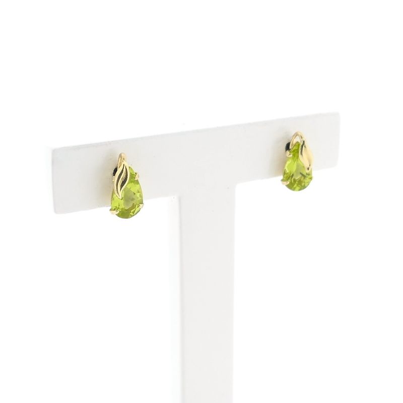 Image 3 of Gold stud earrings with peridot