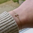 Image 11 of Gold thin anchor link bracelet; Cross with zirconia | 18.5 cm