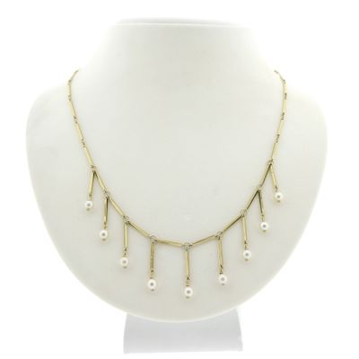 Image 1 of Vintage gold necklace with pearls | 43 cm