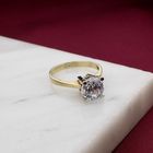 Image 2 of Gold Engagement Ring with Zirconia; 14 Karat; Size 16.5