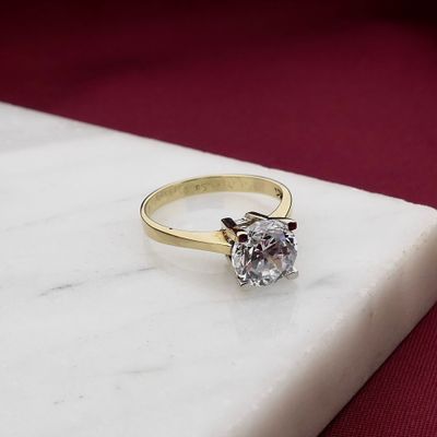 Gold Engagement Ring with Zirconia; 14 Karat; Size 16.5 Image 2 of Gold Engagement Ring with Zirconia; 14 Karat; Size 16.5