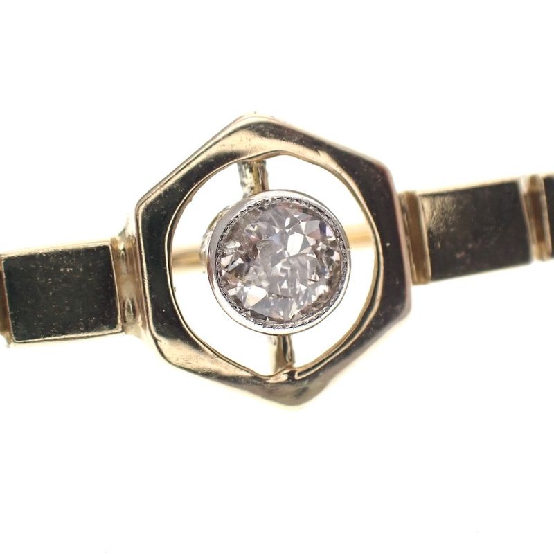 Image 6 of Gold brooch with diamond; 0.10 ct.