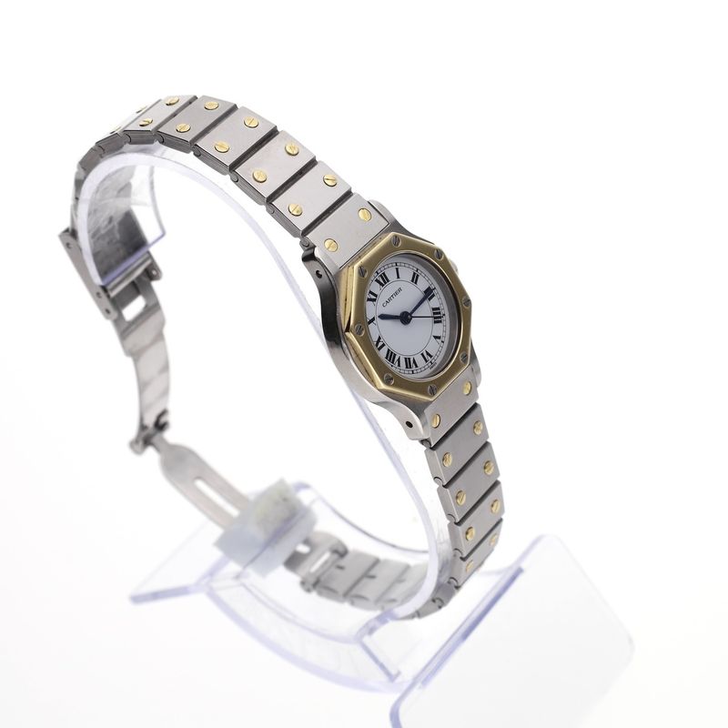 Image 3 of Cartier Santos Octagon Automatic 0907; 18k gold/steel women's watch