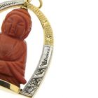 Image 6 of 18-karat two-tone gold Buddhist pendant with blood coral and diamond | approx. 0.08 ct.