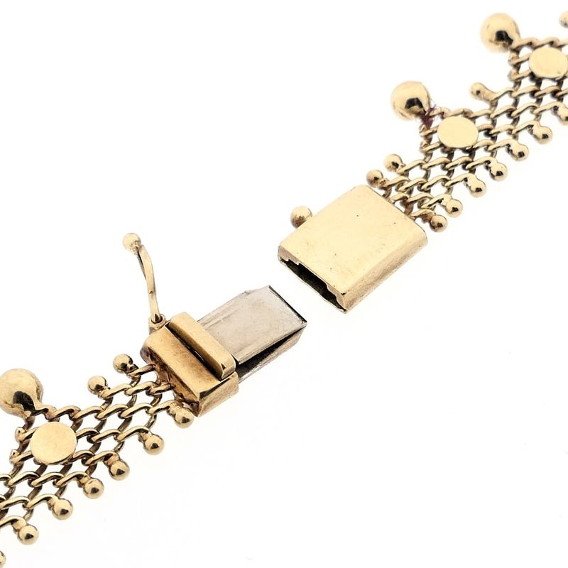 Image 7 of Gold gallery wire link necklace with balls