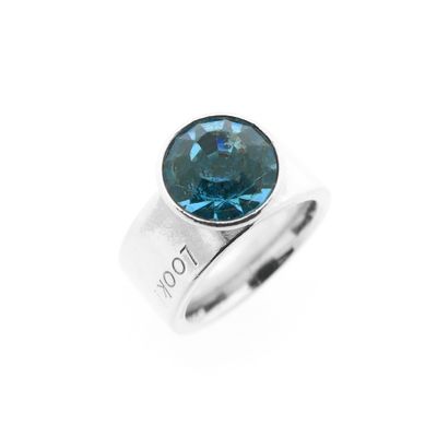 Image 2 of Silver wide ladies ring with blue zirconia