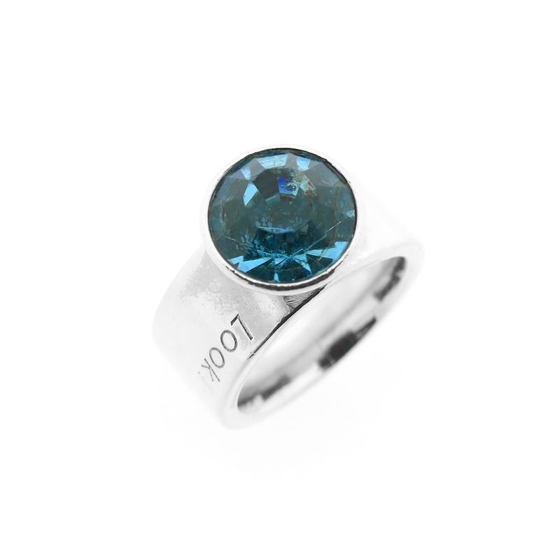 Image 2 of Silver wide ladies ring with blue zirconia