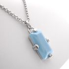 Image 6 of Silver jasseron link chain with turquoise pendant; 40-45 cm