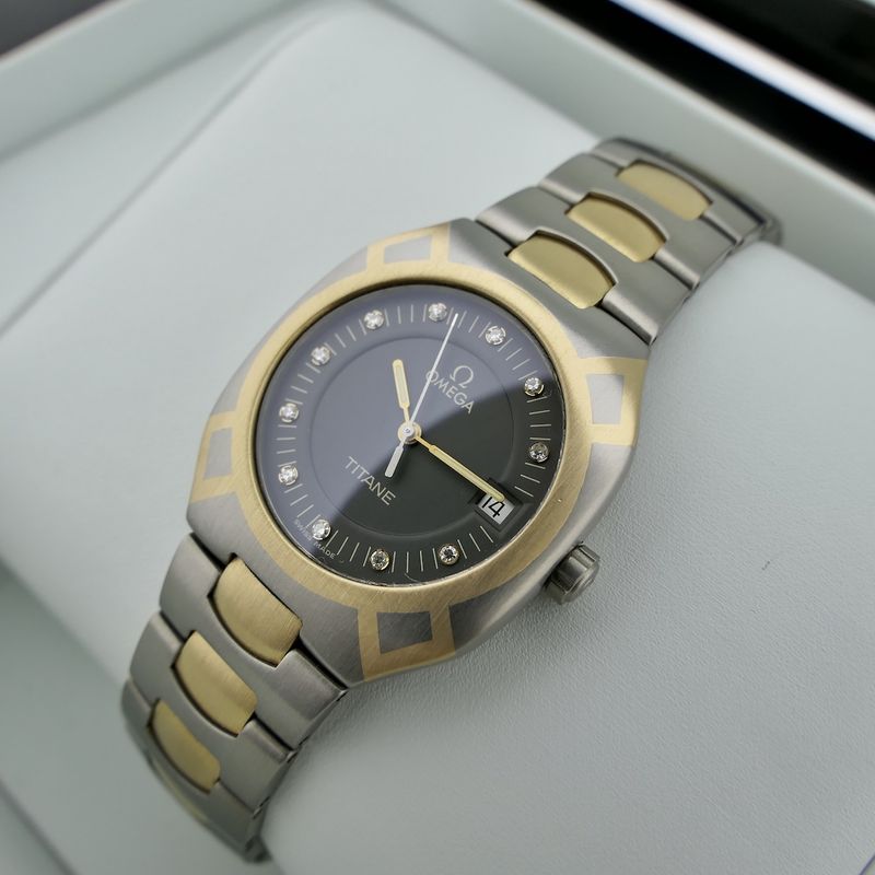 Image 13 of Omega Seamaster Polaris 'Titane' 396.0981; Unisex 18k gold/titanium watch with diamonds