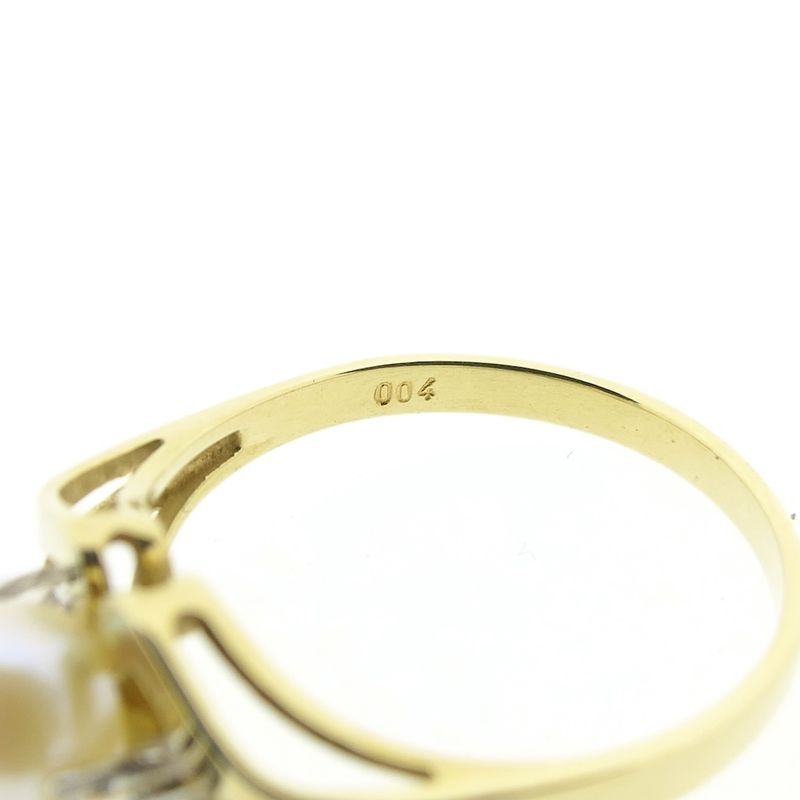 Image 6 of Vintage gold ring with pearl and diamond | 0.04 ct.