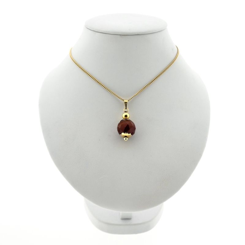 Image 3 of Vintage gold ball pendant with carnelian