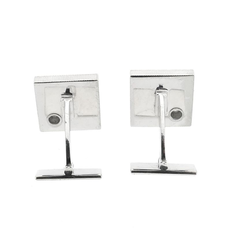 Image 4 of White gold cufflinks with diamond; 0.16 ct.