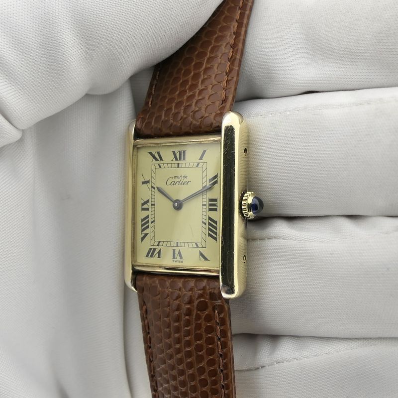 Image 12 of Cartier Tank Vermeil 'Large'; Vintage mechanical watch