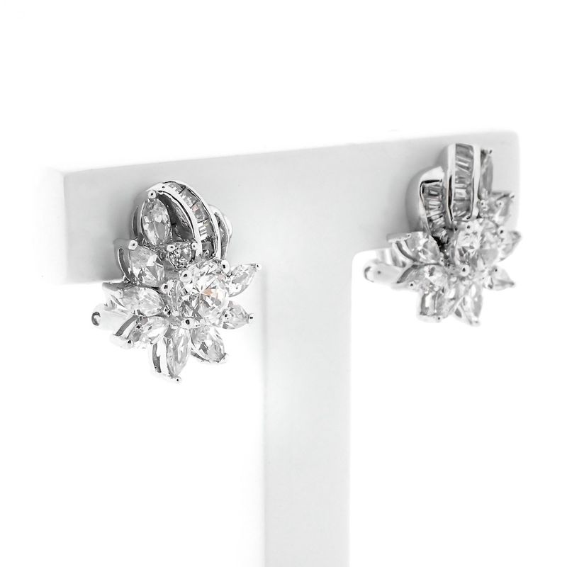 Image 4 of 18 carat white gold stud earrings with zirconia stones