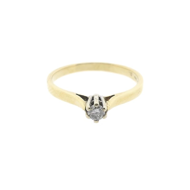 Image 2 of Gold solitaire ring with diamond; 0.10 ct.