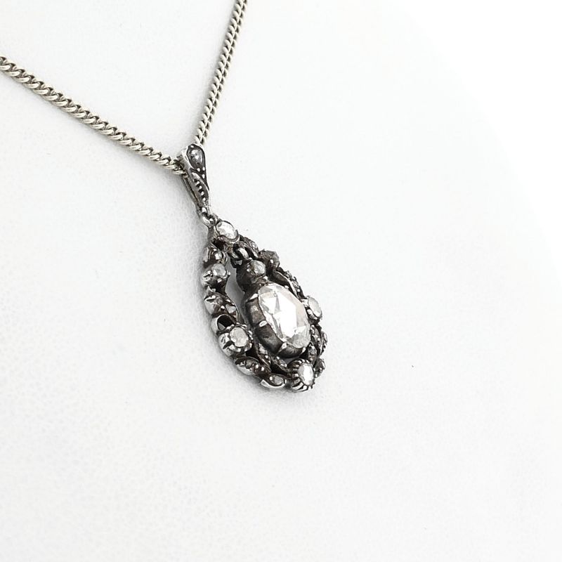 Image 7 of Antique silver pendant with diamonds; Approx. 0.93 ct.