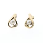 Image 10 of Gold stud earrings with pearl and diamond; 0.02 ct.